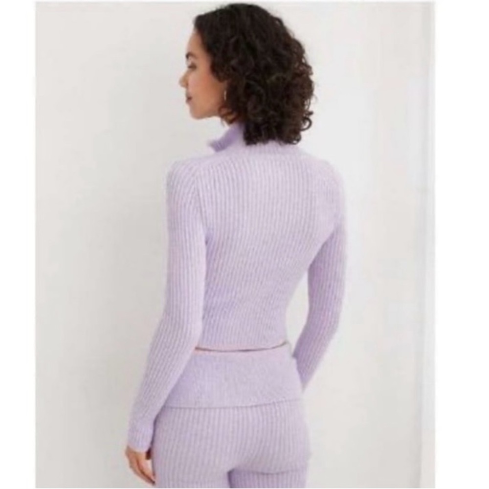 aerie late-night quarter zip sweater in lilac - Picture 2 of 6